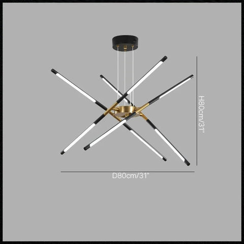 Geometric LED Tube Chandelier for Dining Rooms and Large Living Spaces