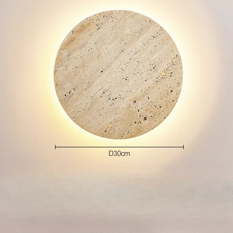 Wall Light with Round Travertine Shade