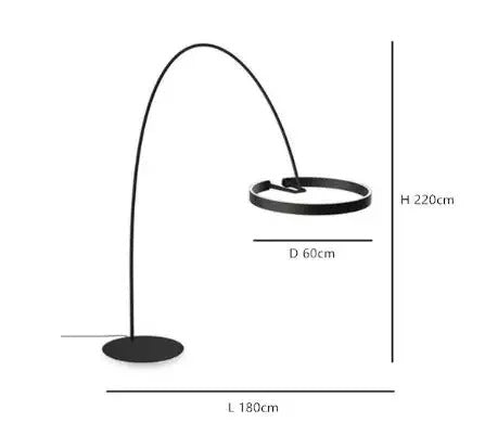 Modern Arc Floor Lamp with Ring LED for Living Room Ambient Lighting