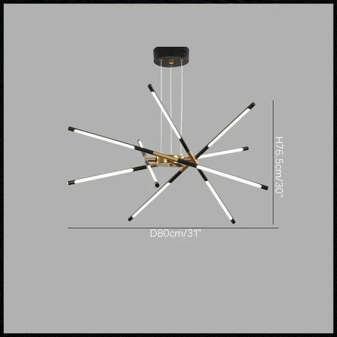 Geometric LED Tube Chandelier for Dining Rooms and Large Living Spaces