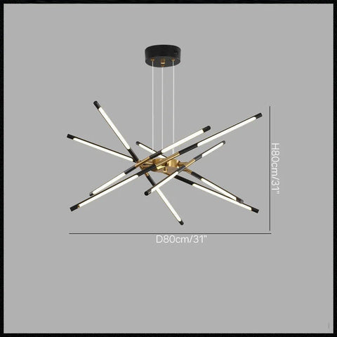 Geometric LED Tube Chandelier for Dining Rooms and Large Living Spaces