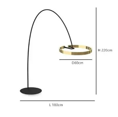 Modern Arc Floor Lamp with Ring LED for Living Room Ambient Lighting