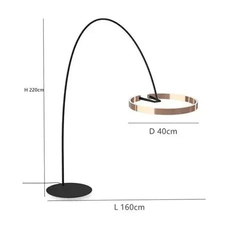 Modern Arc Floor Lamp with Ring LED for Living Room Ambient Lighting