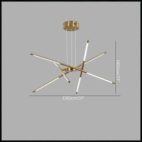 Geometric LED Tube Chandelier for Dining Rooms and Large Living Spaces