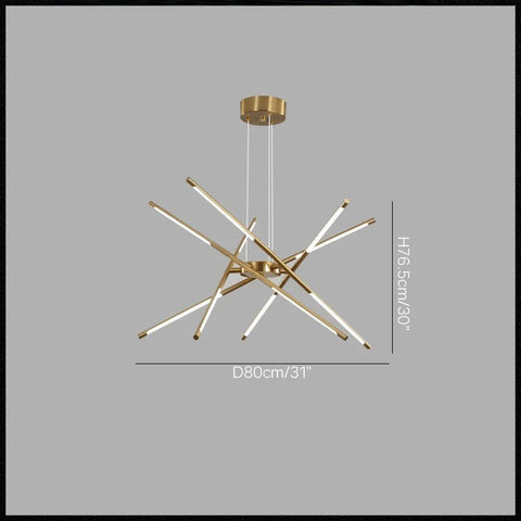 Geometric LED Tube Chandelier for Dining Rooms and Large Living Spaces