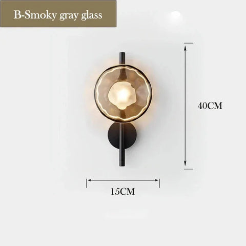 Modern Glass Globe Wall Lamp with Metal Frame, Nordic Style Sconce for Bedroom, Hallway and Living Room