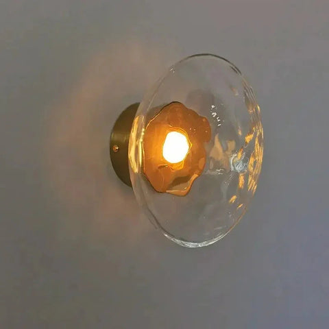 Modern Glass Globe Wall Lamp with Metal Frame, Nordic Style Sconce for Bedroom, Hallway and Living Room