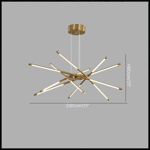 Geometric LED Tube Chandelier for Dining Rooms and Large Living Spaces