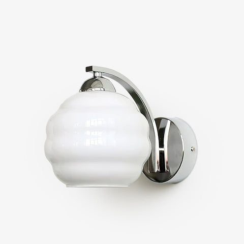 Vintage Art Deco Glass Wall Lamp with Curved Metal Arm and E26/E27 Bulb Socket