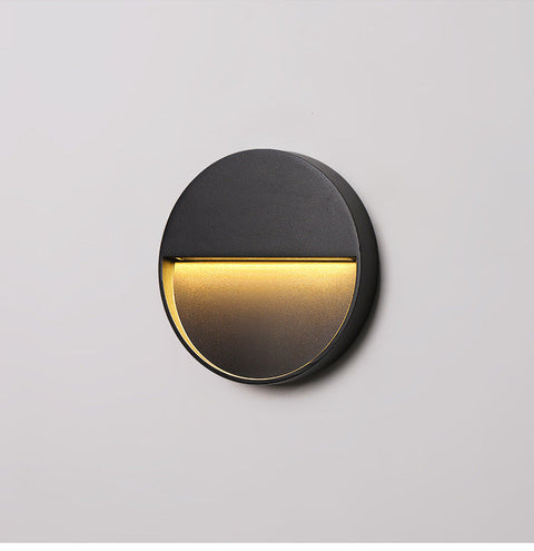 Round Aluminium LED Wall Light with Recessed Glow for Outdoor Steps and Pathways