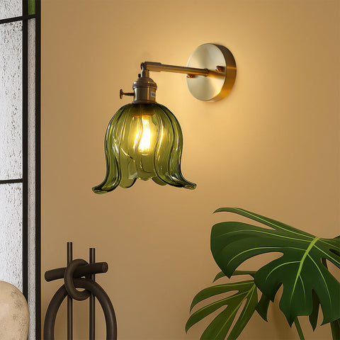 Vintage Floral Glass Wall Sconce