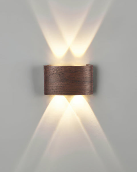 Wooden Finish LED Wall Light with Up and Down Lighting for Modern Indoor Spaces
