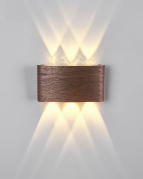 Wooden Finish LED Wall Light with Up and Down Lighting for Modern Indoor Spaces