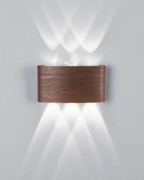 Wooden Finish LED Wall Light with Up and Down Lighting for Modern Indoor Spaces