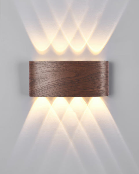 Wooden Finish LED Wall Light with Up and Down Lighting for Modern Indoor Spaces