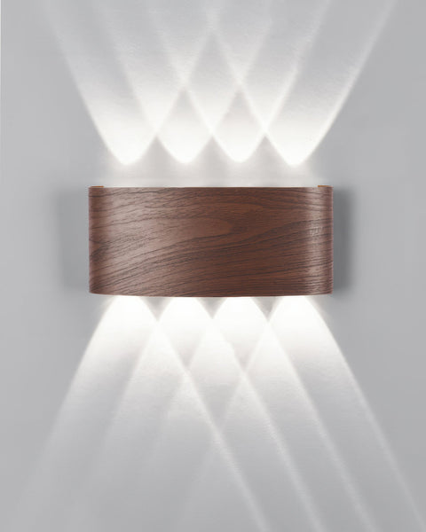 Wooden Finish LED Wall Light with Up and Down Lighting for Modern Indoor Spaces