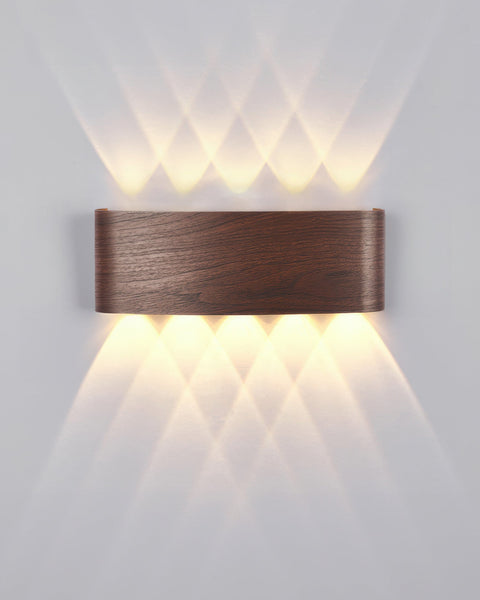 Wooden Finish LED Wall Light with Up and Down Lighting for Modern Indoor Spaces