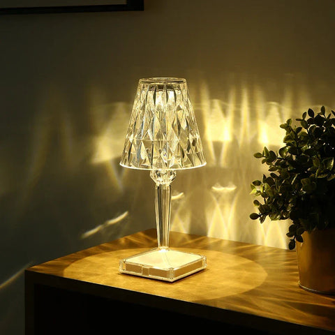 Rechargeable Crystal Table Lamp for Dining and Bedside Ambience