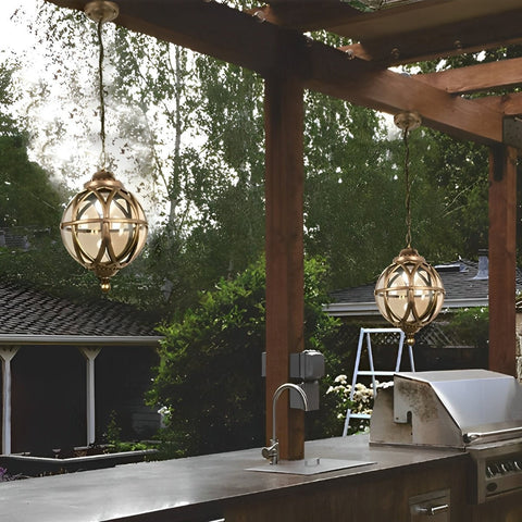 Waterproof Globe Pendant Light for Patios and Covered Entryways