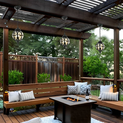 Waterproof Globe Pendant Light for Patios and Covered Entryways