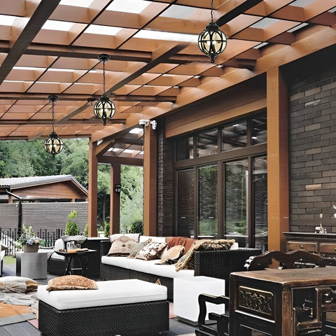 Waterproof Globe Pendant Light for Patios and Covered Entryways