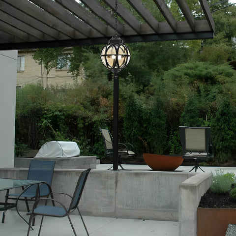 Waterproof Globe Pendant Light for Patios and Covered Entryways