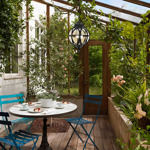 Waterproof Globe Pendant Light for Patios and Covered Entryways