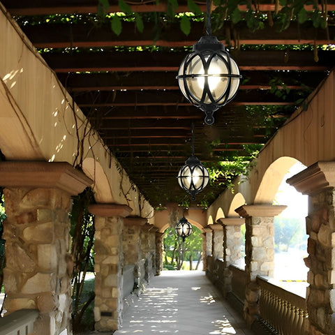 Waterproof Globe Pendant Light for Patios and Covered Entryways