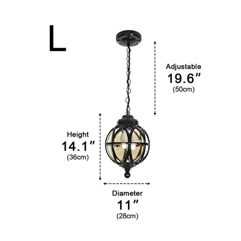Waterproof Globe Pendant Light for Patios and Covered Entryways