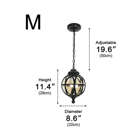 Waterproof Globe Pendant Light for Patios and Covered Entryways
