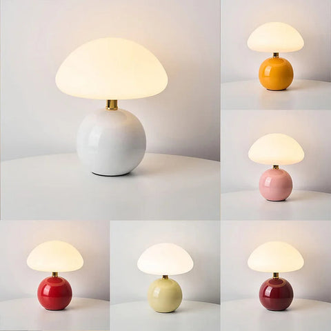Mushroom Ceramic Table Lamp with Adjustable LED Lighting for Modern Interiors