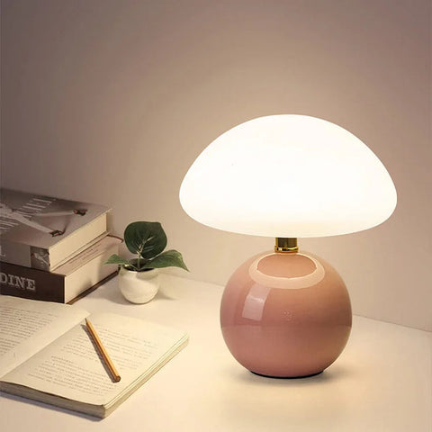 Mushroom Ceramic Table Lamp with Adjustable LED Lighting for Modern Interiors