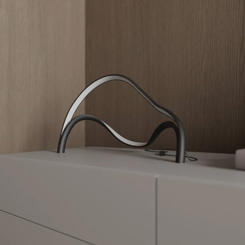 Sculptural Brass LED Table Lamp with Organic Wave Design and Warm White Light