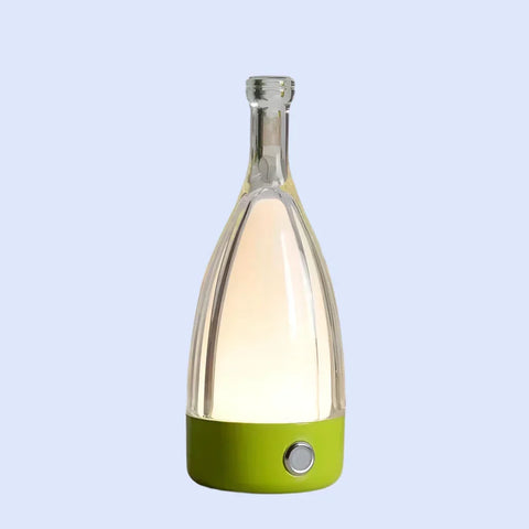 Bottle-Shaped Rechargeable LED Table Lamp with Transparent Glass-Style Shade and Colorful Base