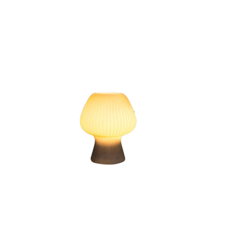 Ribbed Mushroom-Shaped Table Lamp with Warm LED Lighting and Vintage-Inspired Decorative Design