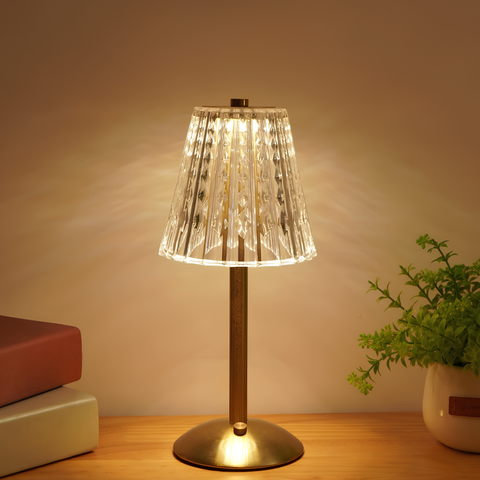 Rechargeable Crystal-Style Table Lamp with Touch Controls