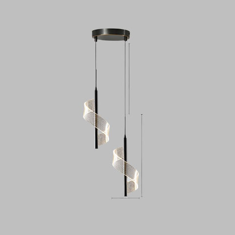 Twisted LED Pendant Light with Adjustable Suspension
